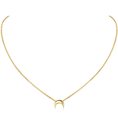 ChicSilver goldkette mit kleiner Mondanhänger, 925 Filgrane Mondanhänger Halskette für Damen Mädchen, Minimalisitischer Schmuck für Valentinstag Geburtstag Muttertag von ChicSilver