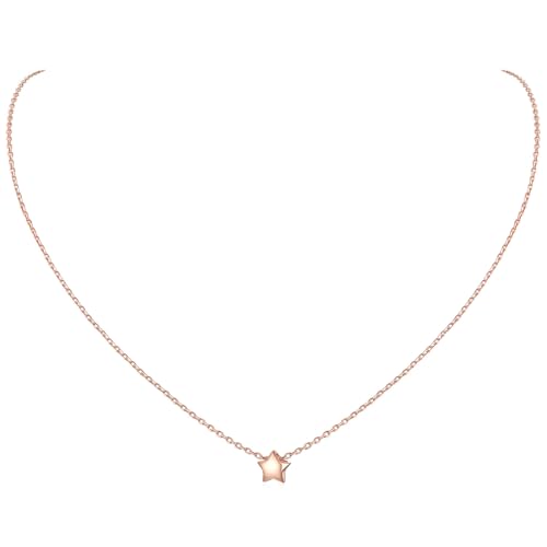 ChicSilver Personalisierte Stern Kette für Damen Mädchen, 925 Rosegold Sternanhänger Halskette, Filigraner Minimalisitischer Schmuck für Valentinstag Geburtstag Muttertag von ChicSilver