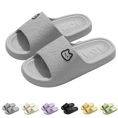 ChicSoleil Cosyslides Badelatschen Damen Herren Sommer rutschfeste Schnell Trocknende Hausschuhe Super Weich Badeschuhe Unisex Cloudyzz Home Badeschlappen Pantoletten Sandalen Schlappen,grau 40-41 von ChicSoleil