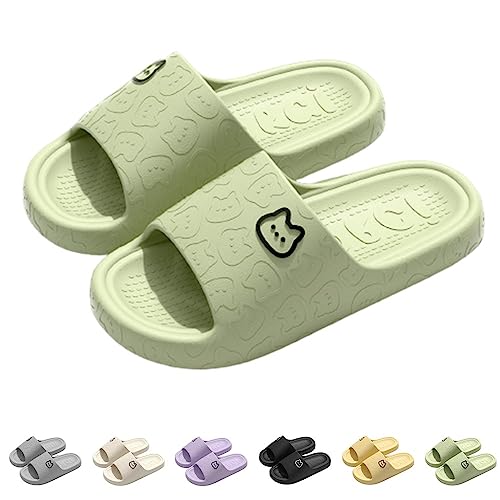 ChicSoleil Cosyslides Badelatschen Damen Herren Sommer rutschfeste Schnell Trocknende Hausschuhe Super Weich Badeschuhe Unisex Cloudyzz Home Badeschlappen Pantoletten Sandalen Schlappen,grün 36-37 von ChicSoleil