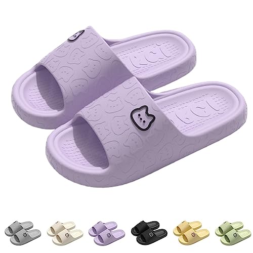 ChicSoleil Cosyslides Badelatschen Damen Herren Sommer rutschfeste Schnell Trocknende Hausschuhe Super Weich Badeschuhe Unisex Cloudyzz Home Badeschlappen Pantoletten Sandalen Schlappen,lila 36-37 von ChicSoleil