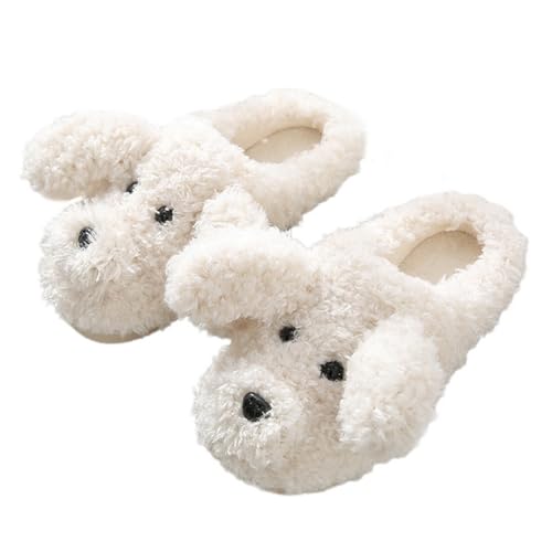 ChicSoleil Hausschuhe Damen Winter Plüsch Warme Kuschel Flauschige Welpe Pantoffeln Tiere Niedliche Cartoon Hauspantoffeln Rutschfeste Cozy Kuh Slippers von ChicSoleil