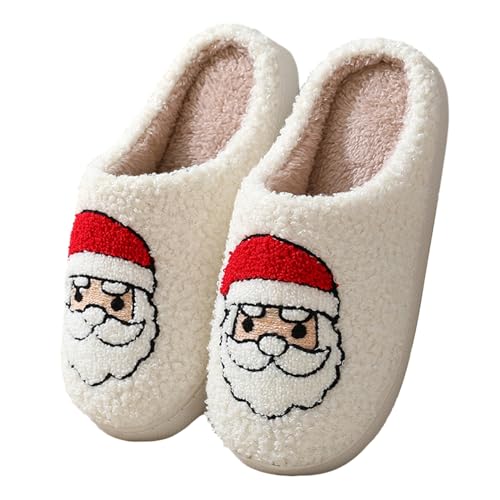 ChicSoleil Weihnachten Rentier Hausschuhe Winter Damen，Herren Plüsch Pantoffeln，Weihnachtsmann Cozy Warme Slippers,Lustige Geschenke for Weihnachten （Weihnachtsmann Gr.38/39） von ChicSoleil