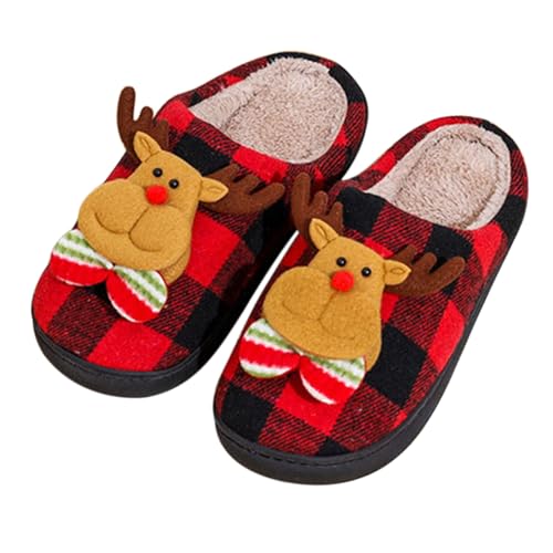 ChicSoleil Weihnachten Rentier Hausschuhe Winter Damen，Herren Plüsch Pantoffeln，Weihnachtsmann Cozy Warme Slippers,Lustige Geschenke for Weihnachten von ChicSoleil