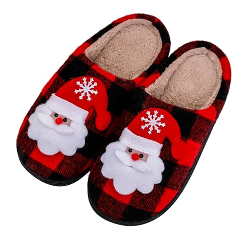 ChicSoleil Weihnachten Rentier Hausschuhe Winter Damen，Herren Plüsch Pantoffeln，Weihnachtsmann Cozy Warme Slippers,Lustige Geschenke for Weihnachten von ChicSoleil