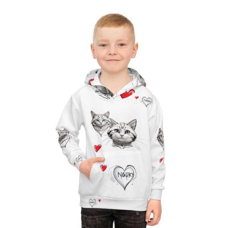 Katze Namens Nguki Verliebt Kinder Hoodie, Katzenliebhaber Süßes Kitty Grafik Sweatshirt, Kawaii Katzen Pullover, Geschenk Für Tierliebhaber von ChicVelvet