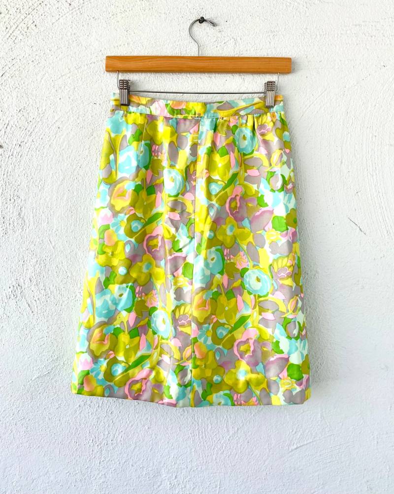 Vintage 60Er Jahre Bleistiftrock Mit Hoher Taille in Aquarellfarben von ChicVintageHawaii