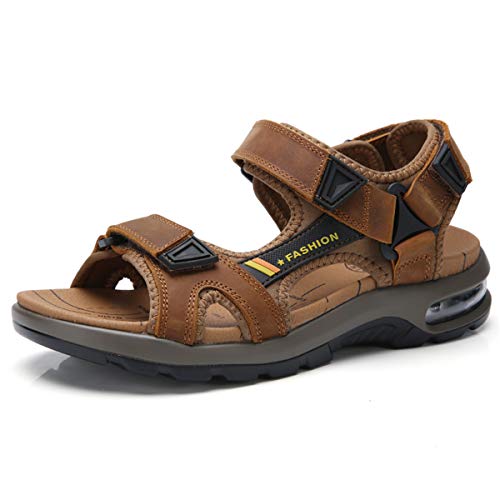 ChicWind Herren Sport Sandalen Luftpolster Knöchelriemen Outdoor Strand Wandern Sandalen, Helles Braun, 46 EU von ChicWind