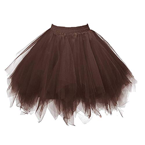 Karneval Damen 80er Puffy Tüllrock Tütü Röcke Tüll Petticoat(MEHRWEG), Braun, S-L von ChicWind