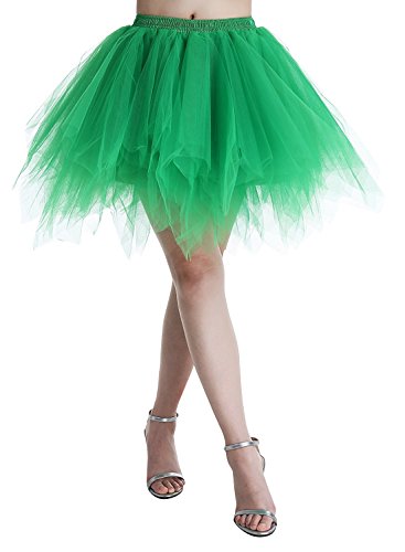 Karneval Damen 80er Puffy Tüllrock Tütü Röcke Tüll Petticoat(MEHRWEG), Dunkelgrün, S/M/L von ChicWind