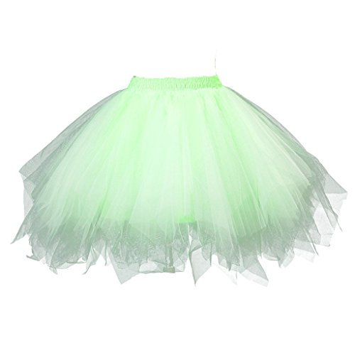 Karneval Damen 80er àœbergröße Hellgrün Puffy Tüllrock Tütü Röcke Tüll Petticoat(MEHRWEG), Hellgrün., XL/XXL/XXXL von ChicWind