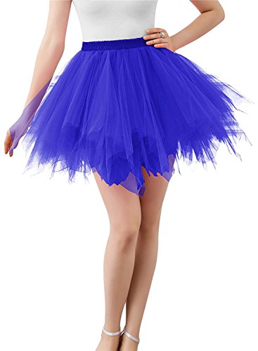 Karneval Damen 80er àœbergröße Königsblau Puffy Tüllrock Tütü Röcke Tüll Petticoat(MEHRWEG), Königsblau, XL/XXL/XXXL von ChicWind