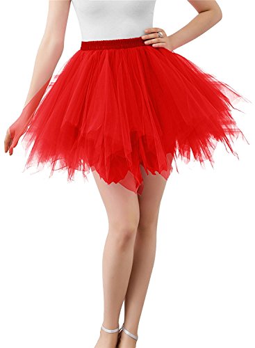 ChicWind Karneval Damen 80er A “bergrAAye Rot Puffy TAllrock TAtA RAcke TAll Petticoat(MEHRWEG), Rot, XL/XXL/XXXL von ChicWind