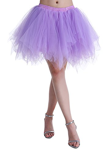 Karneval Damen 80er Violett Puffy Tüllrock Tütü Röcke Tüll Petticoat(MEHRWEG), Violett, S/M/L von ChicWind