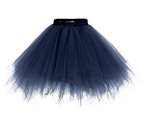 Karneval Damen 80er àœbergröße Navy Puffy Tüllrock Tütü Röcke Tüll Petticoat(MEHRWEG), Marine, XL/XXL/XXXL von ChicWind