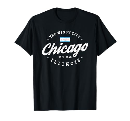 Chicago Illinois Flag Tees Vintage Skyline Shirt Herren Damen T-Shirt Chicago Illinois Flag Tees Vintage Skyline Shirt Herren Damen T-Shirt von Chicago Illinois PP Pride