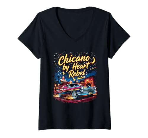 Damen Chicano by Heart T-Shirt mit V-Ausschnitt Damen Chicano by Heart T-Shirt mit V-Ausschnitt von Chicano Mexican Latino Hispanic Culture