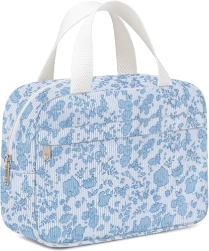 Chicarries Make-up-Tasche für Damen, wasserdicht, Kulturbeutel, Organizer mit Fächern, große Kosmetiktasche für Geldbörse, Fitnessstudio, Wochenendausflüge, Blume/Blau, Groß Chicarries Make-up-Tasche für Damen, wasserdicht, Kulturbeutel, Organizer mit Fächern, große Kosmetiktasche für Geldbörse, Fitnessstudio, Wochenendausflüge, Blume/Blau, Groß von Chicarries