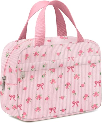 Chicarries Make-up-Tasche für Damen, wasserdicht, Kulturbeutel, Organizer mit Fächern, große Kosmetiktasche für Geldbörse, Fitnessstudio, Wochenendausflüge, Blumenschleife rosa Chicarries Make-up-Tasche für Damen, wasserdicht, Kulturbeutel, Organizer mit Fächern, große Kosmetiktasche für Geldbörse, Fitnessstudio, Wochenendausflüge, Blumenschleife rosa von Chicarries