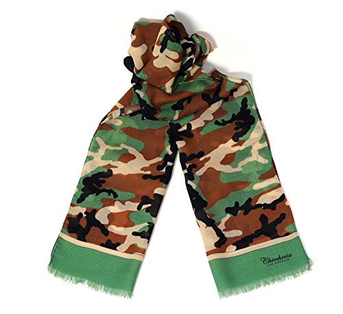 Chiccheria Brand Schal – 100% Baumwolle – Made in Italy – hochwertiger Herrenschal mit Fransenabschluss | 180cm | Bekannt aus GQ (Camouflage) von Chiccheria