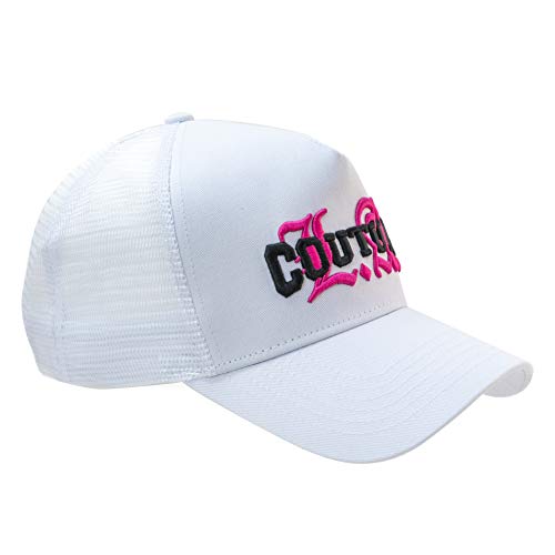 Luxus Trucker Cap Herren Caps Damen 'L.A. Couture' Weiß Bekannt aus GQ Mesh Baseball Snapback einstellbar LA Los Angeles US Style Einheitsgröße USA Patch Outdoor mit Netz edel OneSize von Chiccheria