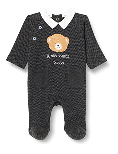 Chicco Baby-Jungen Babyanzug mit Beinöffnung Strampler mit Beinausschnitt, Dunkelgrau, 3 Monate von Chicco