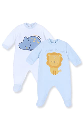 Chicco Set aus Chenille-Stramplern mit Fuß, Winter Schlafanzüge Baby - Unisex, Hellblau, 0 monate (pack of 2) von Chicco