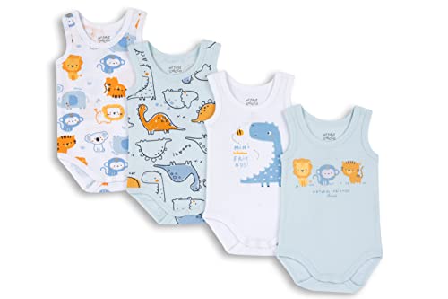 Chicco Baby-Jungen 4 Body Senza Manica Bettwäsche-Set für Babys und, Hellblau, 1 Monate (4er Pack) von Chicco