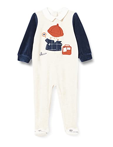 Chicco Baby-Jungen Strampler aus Chenille mit Windelöffnung Kleinkind-Schlafanzge, Weiß, 56 von Chicco