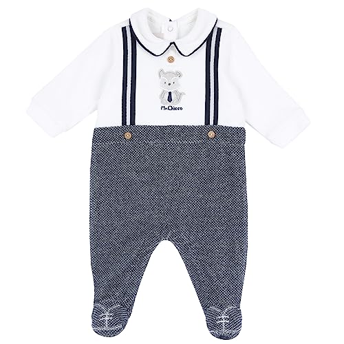 Chicco Baby-Jungen Strampler mit Beinöffnung. Schlafanzug für Kinder und Babys, Weiß und Blau, 62 von Chicco