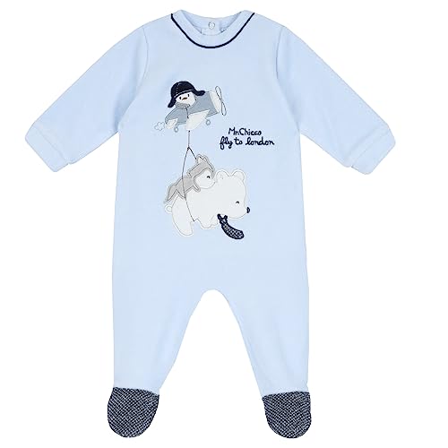 Chicco Baby-Jungen Strampler mit Öffnung aus Chenille Kleinkind-Schlafanzüge, Hellblau (649), 62 von Chicco