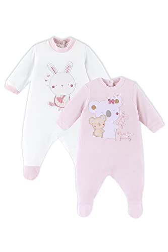 Chicco Set aus Chenille-Stramplern mit Fuß, Winter Schlafanzüge Baby - Unisex, Rose, 9 monate (pack of 2) von Chicco