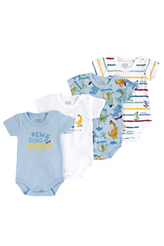 Chicco Set Kurzarm Bodys aus Baumwolle, Body Baby - Unisex, Weiß/Hellblau, 9 monate (pack of 4) von Chicco