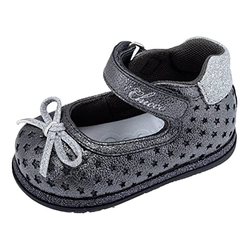 Chicco Jungen Ballerina Giprisa Mädchen Krippenschuh, Silber/schwarz, 19 EU von Chicco