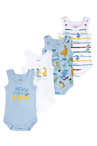 Chicco Set ärmellos Bodys aus Baumwolle, Body Baby - Unisex, Weiß/Hellblau, 0-3 monate (pack of 4) von Chicco