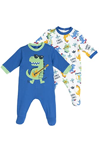 Chicco Set Strampler aus Baumwolle mit Fuß, Schlafanzüge Baby - Unisex, Blau/Weiß, 3 monate (pack of 2) von Chicco