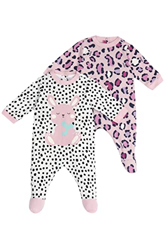 Chicco Set Strampler aus Baumwolle mit Fuß, Schlafanzüge Baby - Unisex, Rose/Schwarz, 3 monate (pack of 2) von Chicco