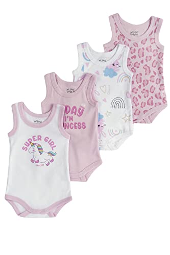 Chicco Set ärmellos Bodys aus Baumwolle, Body Baby - Unisex, Weiß/Rose, 9 monate (pack of 4) von Chicco