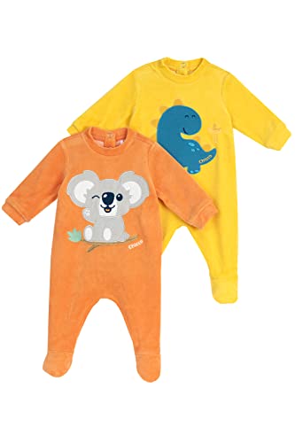 Chicco Set aus Chenille-Stramplern mit Fuß, Winter Schlafanzüge Baby - Unisex, Gelb/Orange, 12 monate (pack of 2) von Chicco