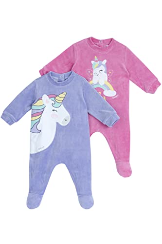 Chicco Set aus Chenille-Stramplern mit Fuß, Winter Schlafanzüge Baby - Unisex, Violett, 0 monate (pack of 2) von Chicco