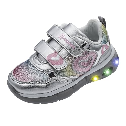 Chicco, Kinderschuhe mit Lichtern, Sneaker mit Bunten Lichtern in der Sohle, mit Doppeltem Klettverschluss, Schuhe für Mädchen und Jungen, Italienisches Design, Silber Schwarz, 27 EU Chicco, Kinderschuhe mit Lichtern, Sneaker mit Bunten Lichtern in der Sohle, mit Doppeltem Klettverschluss, Schuhe für Mädchen und Jungen, Italienisches Design, Silber Schwarz, 27 EU von Chicco