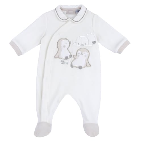 Chicco Unisex Baby Jumpsuit aus Chenille mit Frontöffnung Bottone, Weiß (6), 3 Monate von Chicco