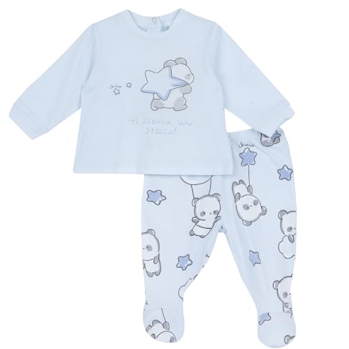 Chicco, Babyset mit T-Shirt und Shorts/Windelhose und Söckchen, mit Knopfverschluss hinten, bequeme Passform, aus Baumwolle, maschinenwaschbar, 0-24 Monate, Entworfen in Italien von Chicco