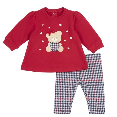 chico Baby - Mädchen Zweiteiliges Outfit: Leggings und Sweatshirt Jogginganzug, Rot (2), 9M von Chicco
