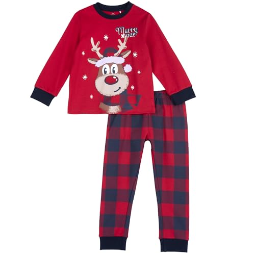 chico Unisex Kinder Pyjama aus Baumwolle - Weihnachten Bottone, Rot (2), 6A von Chicco