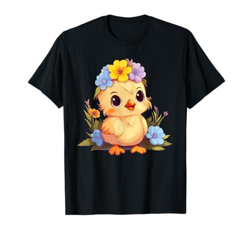 Süßes Küken mit Blumen I Kids Chick T-Shirt von Chick Art I Baby Chick I Cartoon Chick