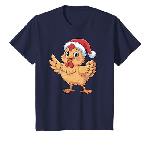 Niedliches Huhn mit Weihnachtsmannmütze für Jungen und Kinder T-Shirt von Chicken Christmas apparel