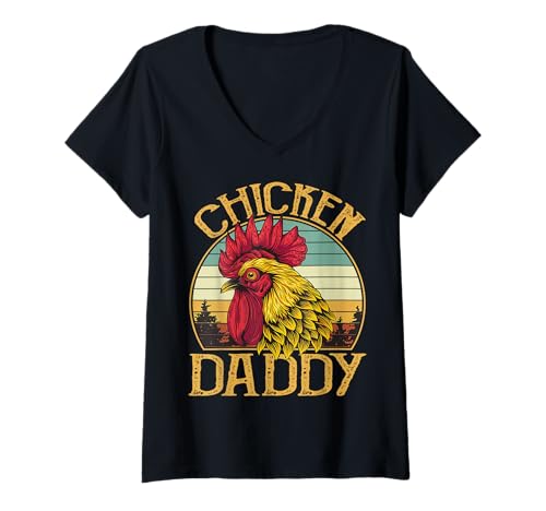 Damen Vintage Chicken Daddy Retro Bauernhof Dekor Country Farm Schild T-Shirt mit V-Ausschnitt Damen Vintage Chicken Daddy Retro Bauernhof Dekor Country Farm Schild T-Shirt mit V-Ausschnitt von Chicken Daddy Farm Decor Graphics Co.