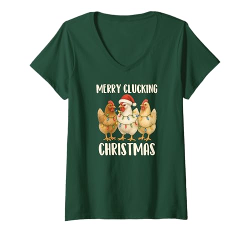 Damen Weihnachtshühner, lustig, frohe, gackernde Weihnachten, T-Shirt mit V-Ausschnitt Damen Weihnachtshühner, lustig, frohe, gackernde Weihnachten, T-Shirt mit V-Ausschnitt von Chicken Designs From Kazzs