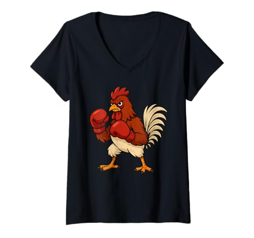 Damen Chicken Dressed As A Boxer Funny Boxing T-Shirt mit V-Ausschnitt Damen Chicken Dressed As A Boxer Funny Boxing T-Shirt mit V-Ausschnitt von Chicken Dressed As A Boxer Apparel